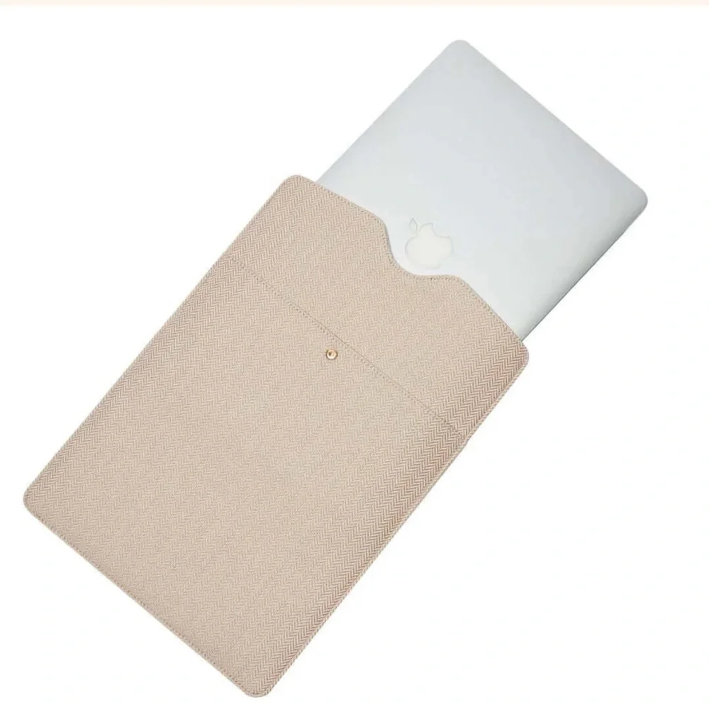 Limited Addition Daily Laptop Clutch by Lindsay Albanese - Gold Herringbone- NWT